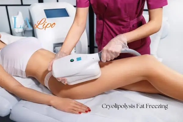 Woman receiving coolsculpting Peterborough treatment on her thighs
