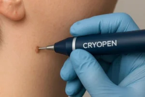 Person receiving skin tag removal Peterborough